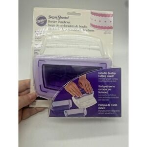 Wilton Sugar Sheets Border Punch Set Scallop Insert Purple Cake Stencil